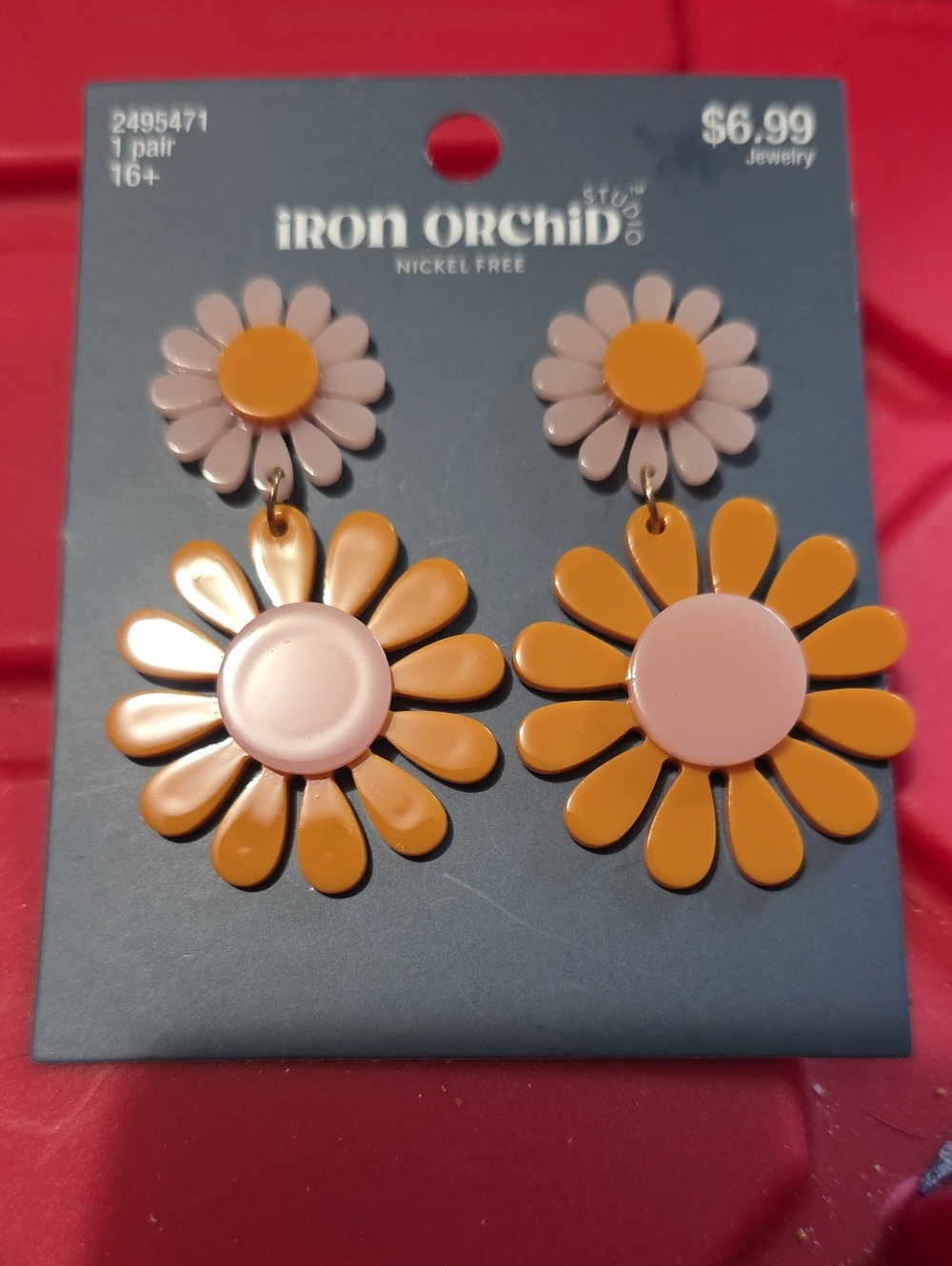 Iron Orchid Yellow & Pink Floral Drop Earrings